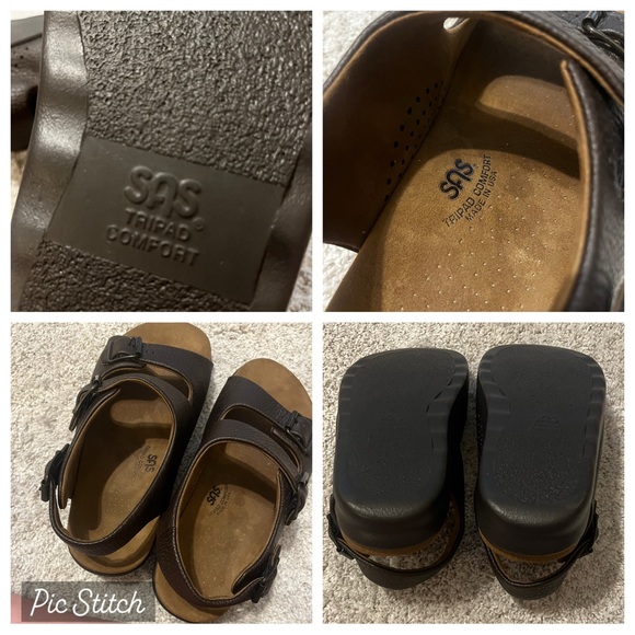 NWOT SAS Men\'s Bravo Dark Brown Leather 3 Adjustable Buckle Sandals Size 10.5M main image 10